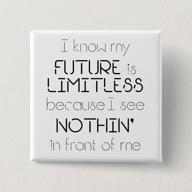 Quote - I know my future is limitless - White 15 Cm Square Badge (Front)