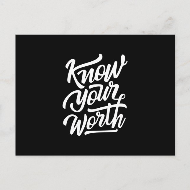 Quote - Know Your Worth - dark Postcard (Front)