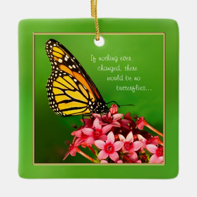 Quote:  Monarch Butterfly Floral Photography Ceramic Ornament (Front)