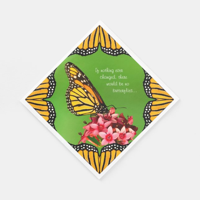 Quote:  Monarch Butterfly Floral Photography Napkin (Corner)