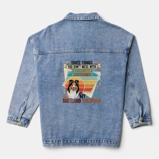 Quote My Freedom, My Family, My Shetland  Denim Jacket (Back)