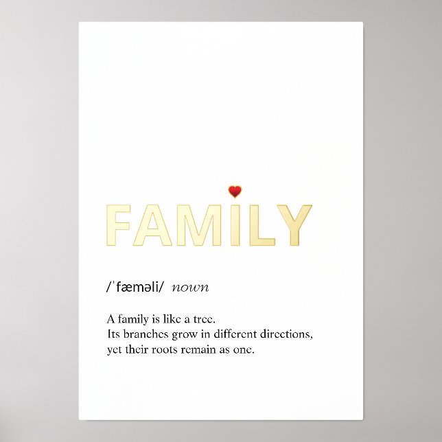 Quote of FAMILY minimalist white gold Foil Prints (Front)