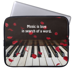 Quote on Piano Keys with Rose Petals Laptop Sleeve