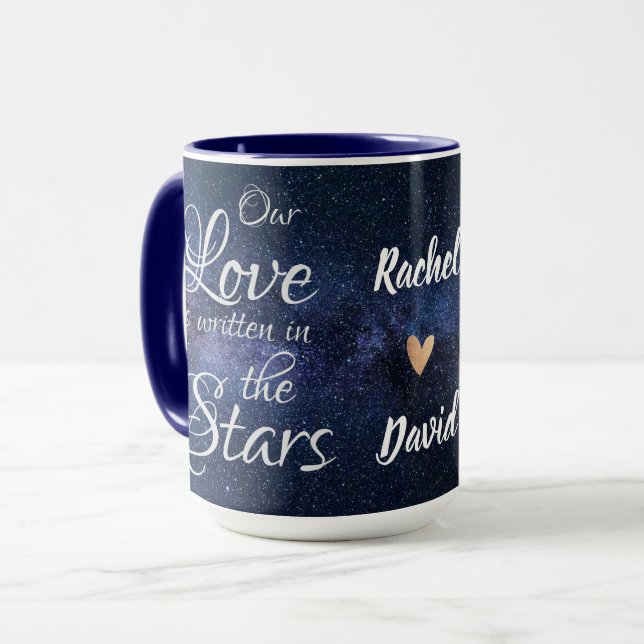 Quote OUR LOVE WRITTEN IN STARS Galaxy Night Sky Mug (Front Left)
