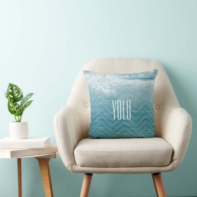 Quote-Personalised Beach YOLO You only live once Cushion (Chair)