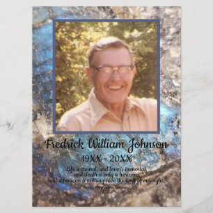 Quote Photo Blue Green Labradorite Funeral Programme