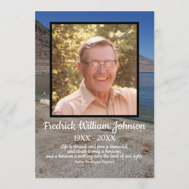 Quote Photo Lake with Seagull Background Funeral  Programme (Front)