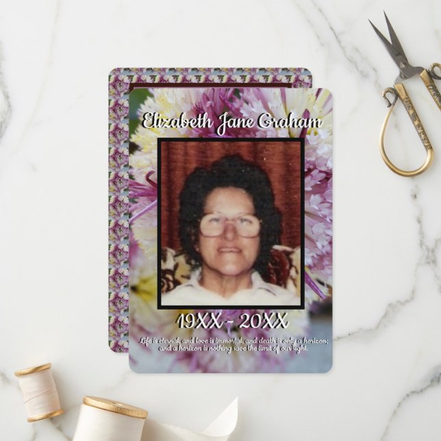 Quote Photo Spider Mums Floral Background Funeral  Programme (Front/Back In Situ)