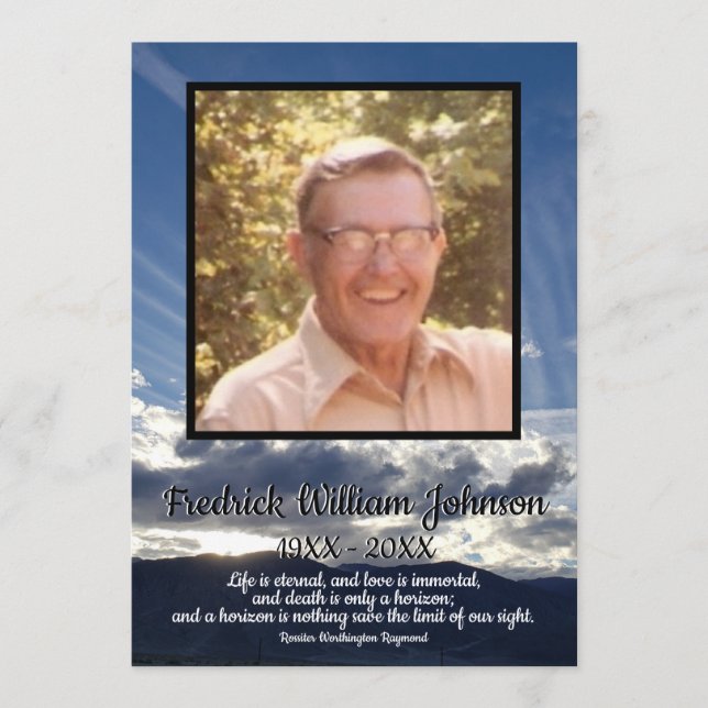 Quote Photo Sunset with Cloud Lines Funeral   Programme (Front)