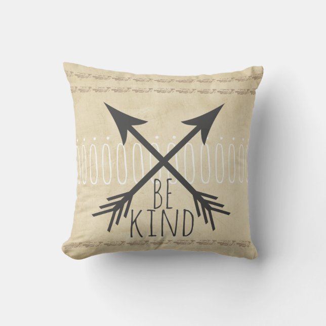 quote pillow distessed sepia and tan with  be kind (Front)