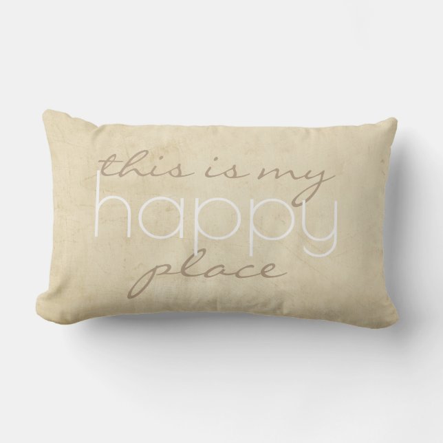 quote pillow this is my happy place on tan (Front)
