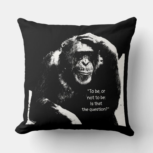 Quote Thinking Monkey Pop Art Elegant Modern Cushion (Front)
