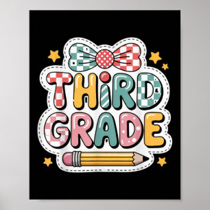 Quote Third Grade Coquette Bow Back To School Poster