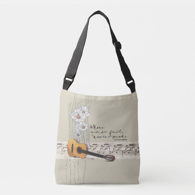 Quote Where Words Fail Music Speaks Cross-Body Bag (Front)