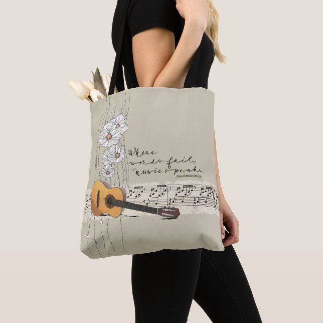 Quote Where Words Fail Music Speaks Shoulder Tote  Bag (Close Up)
