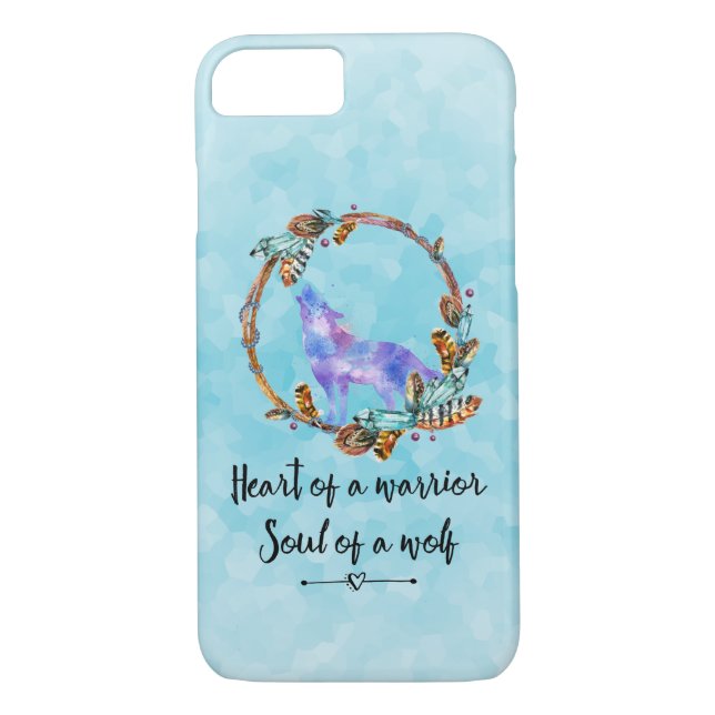 Quote with Howling Wolf in a Boho Wreath Case-Mate iPhone Case (Back)