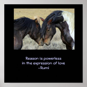 Quote with Two Brown Wild Horses Nuzzling Poster
