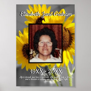 Quote Yellow Sunflowers Background Memorial Poster