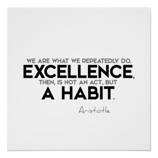 Quotes Aristotle Excellence A Habit Poster Zazzle Co Uk