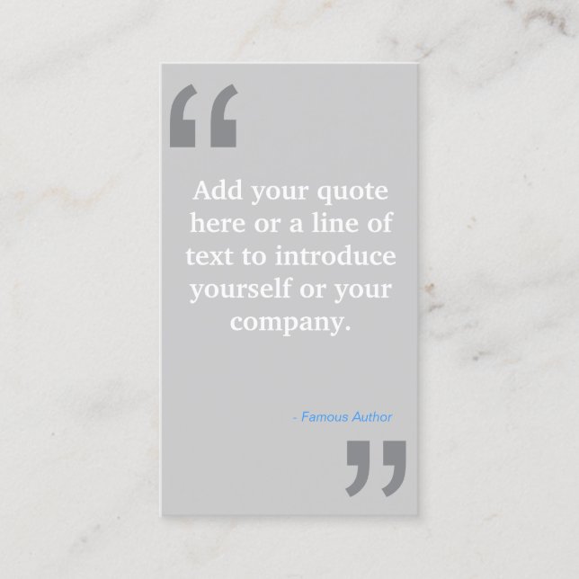 QUOTES in LT GRAY Designer Business Card (Front)