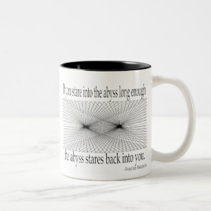 Quotes - Nietzsche, abyss - Two-Tone Coffee Mug
