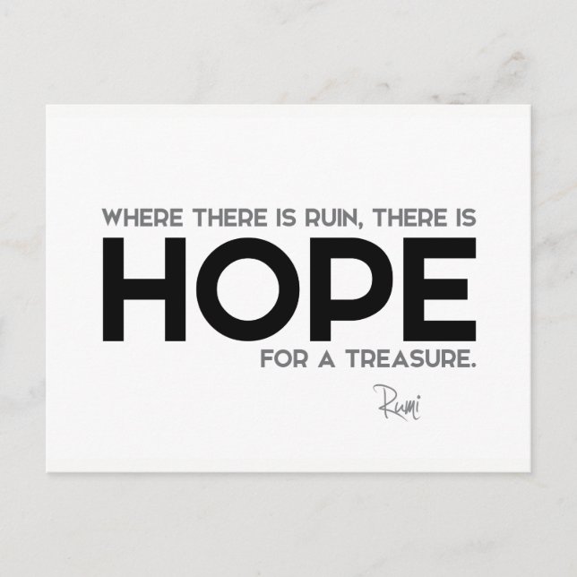 QUOTES: Rumi: Ruin, hope Postcard (Front)