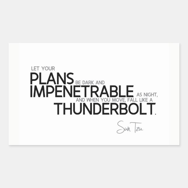 QUOTES: Sun Tzu: Dark and impenetrable Rectangular Sticker (Front)