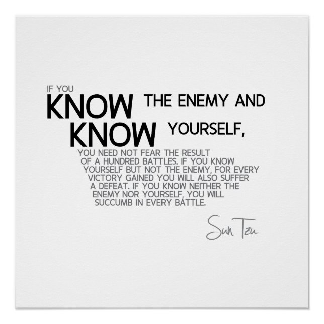 QUOTES: Sun Tzu - Know your enemy Poster (Front)