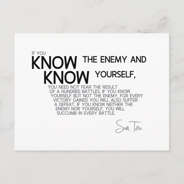 QUOTES: Sun Tzu: Supreme art of war Postcard (Front)