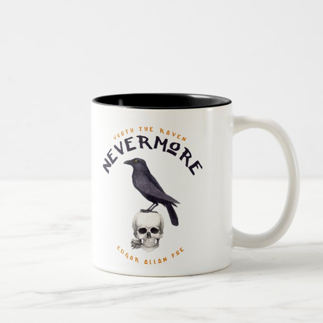 Quoth the Raven Nevermore - Edgar Allan Poe Two-Tone Coffee Mug (Right)