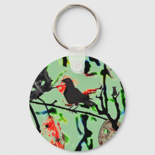 Quoth the Raven Nevermore, Halloween Collage Key Ring