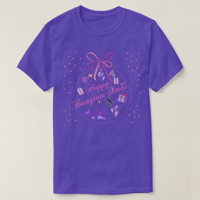 quotHappy Xmasquot Decoration ball purple elements T-Shirt (Design Front)