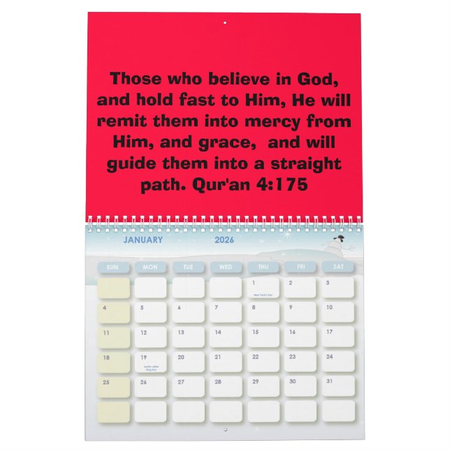 Qur'an quotes Calendar (Jan 2026)