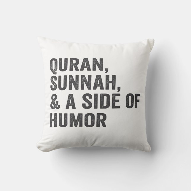 Quran Sunnah & a Side Of Humour Funny Ramadan Gift Cushion (Front)