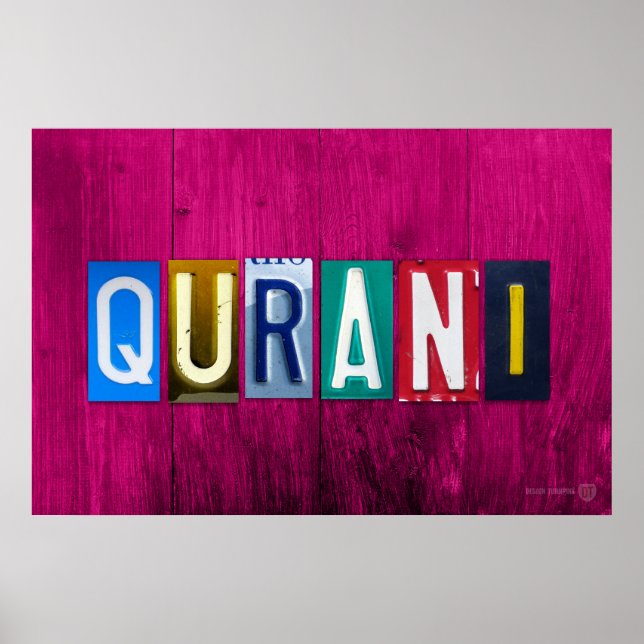 QURANI License Plate Letter Art Name Sign (Front)