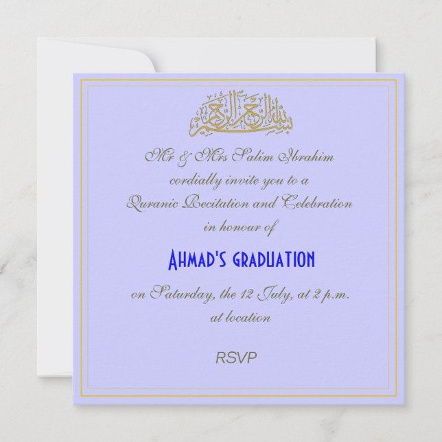 Quranic recitation muslim celebration invite (Front)