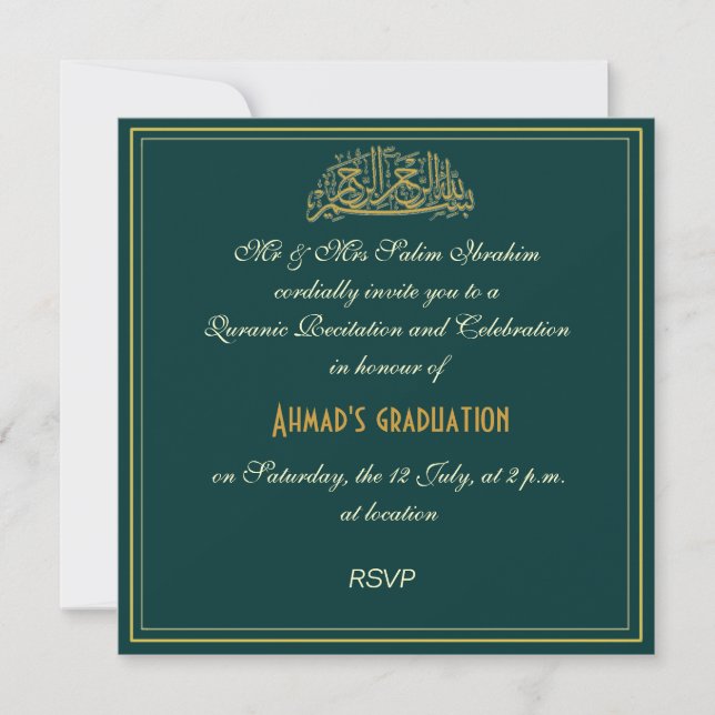 Quranic recitation muslim celebration invite (Front)