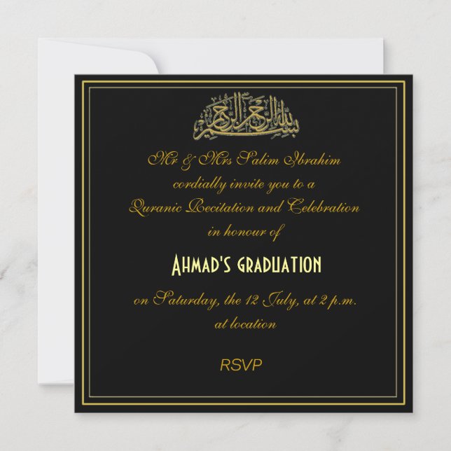 Quranic recitation muslim celebration invite (Front)