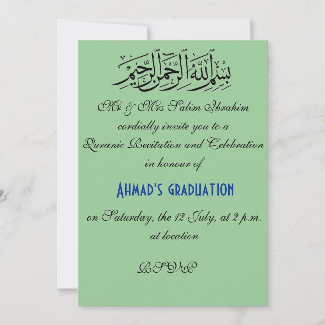 Quranic recitation muslim celebration invite (Front)