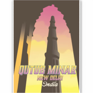 Qutub Minar  New Delhi India travel poster