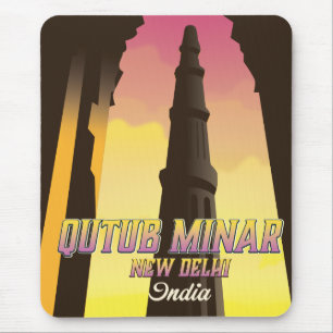 Qutub Minar  New Delhi India travel poster Mouse Mat