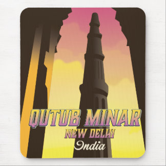 Qutub Minar New Delhi India travel poster Mouse Mat