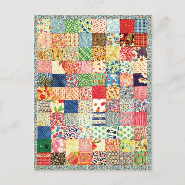 QWL Patchwork Quilt COLORFUL PATTERN BACKGROUND HO Postcard (Front)