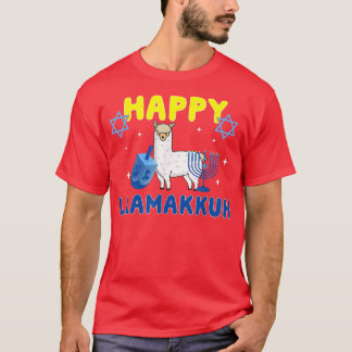 QWM7 Happy Llamakkuh Funny Hanukkah Llama Lover Je T-Shirt