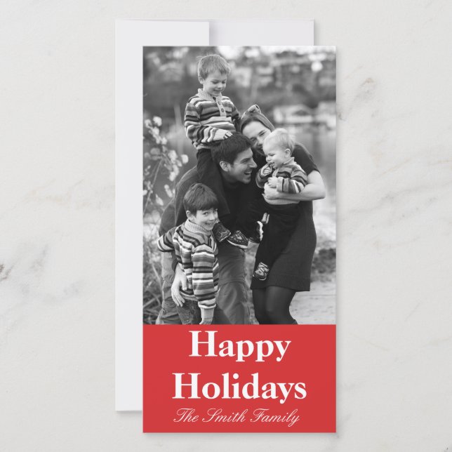 R05 Radiantly Confident Red Colour Customisable Holiday Card (Front)