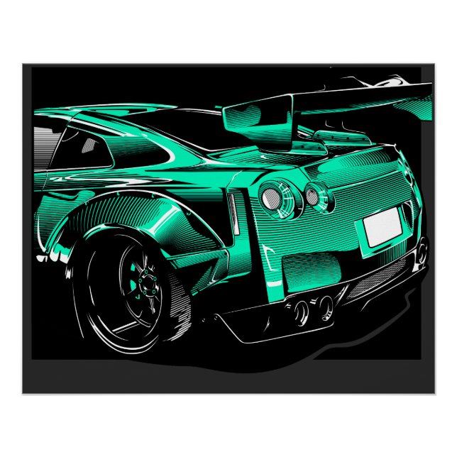 R35 GTR Green Tunning Bodykit Poster (Front)