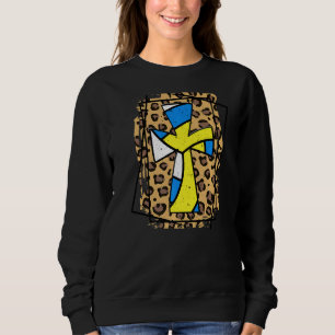 R4w Cute Leopard Volleyball Christian Cross Volley Sweatshirt