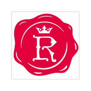 R - Antique Wax Seal Gothic Crown Initial Letter Self-inking Stamp