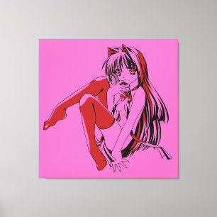 R & B Manga, Neko Catgirl Furry Loli Anime Canvas Print