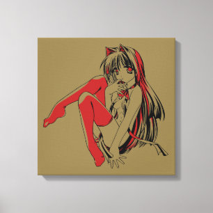 R & B Manga, Neko Catgirl Furry Loli Anime Canvas Print